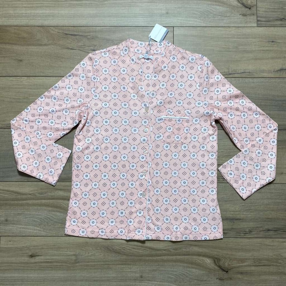 Charter Club Spa Womens Floral‎ Print Button Up Pajama Top Size Small Pink